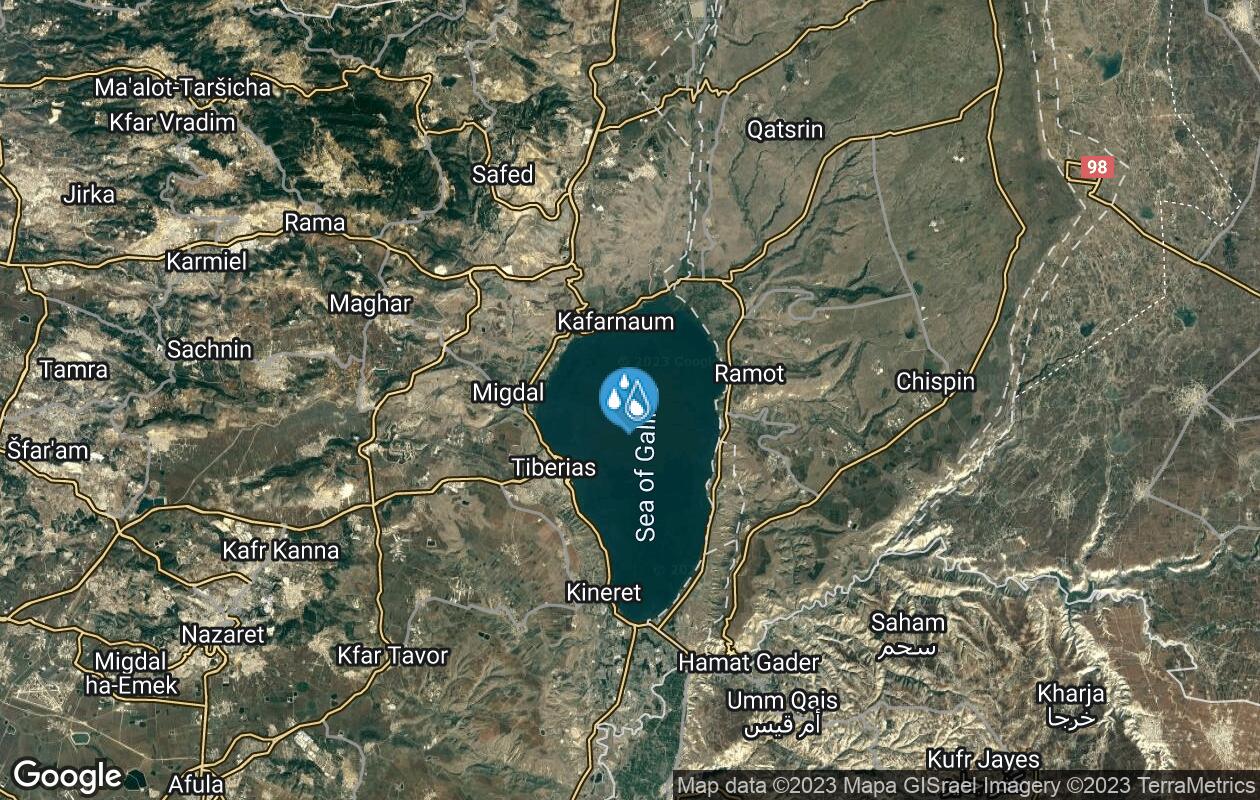 Mapa Galilejského jezera a okolí