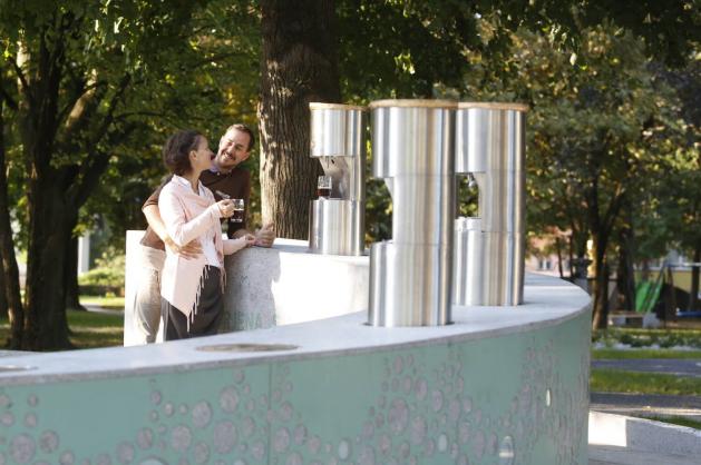 Pivní fontána ve Slovinsku