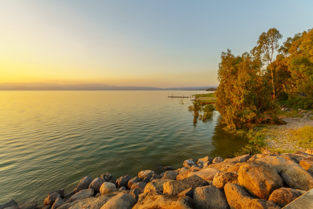 "Západ slunce u Galilejského jezera"