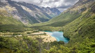 Modré jezero Nový Zéland