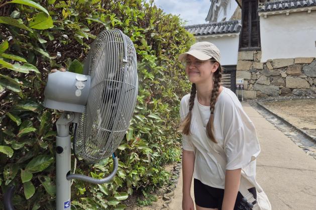 větrák u památky v Japonsku