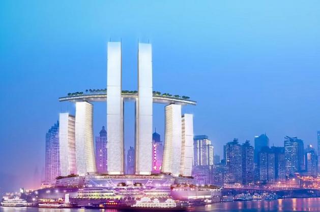 Raffles City Chongqing během noci - Cestovinky.cz