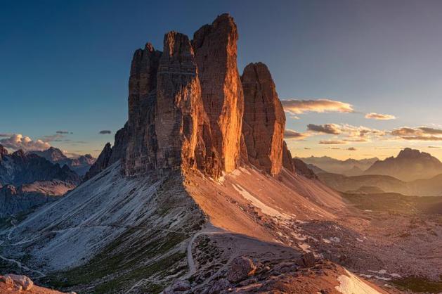 Tre Cime v západu slunce