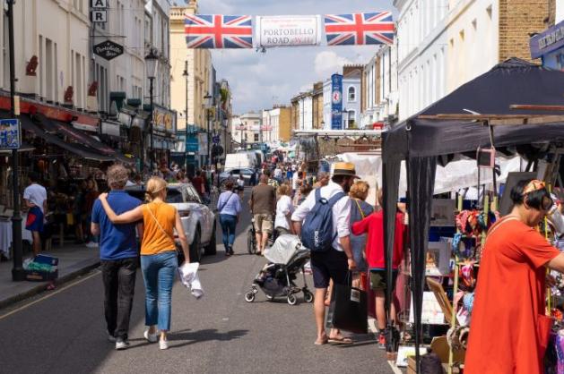 Trhy na Portobello Road v Londýně