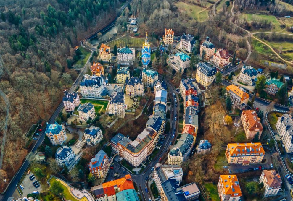 Karlovy vary – pohled z ptačí perspektivy