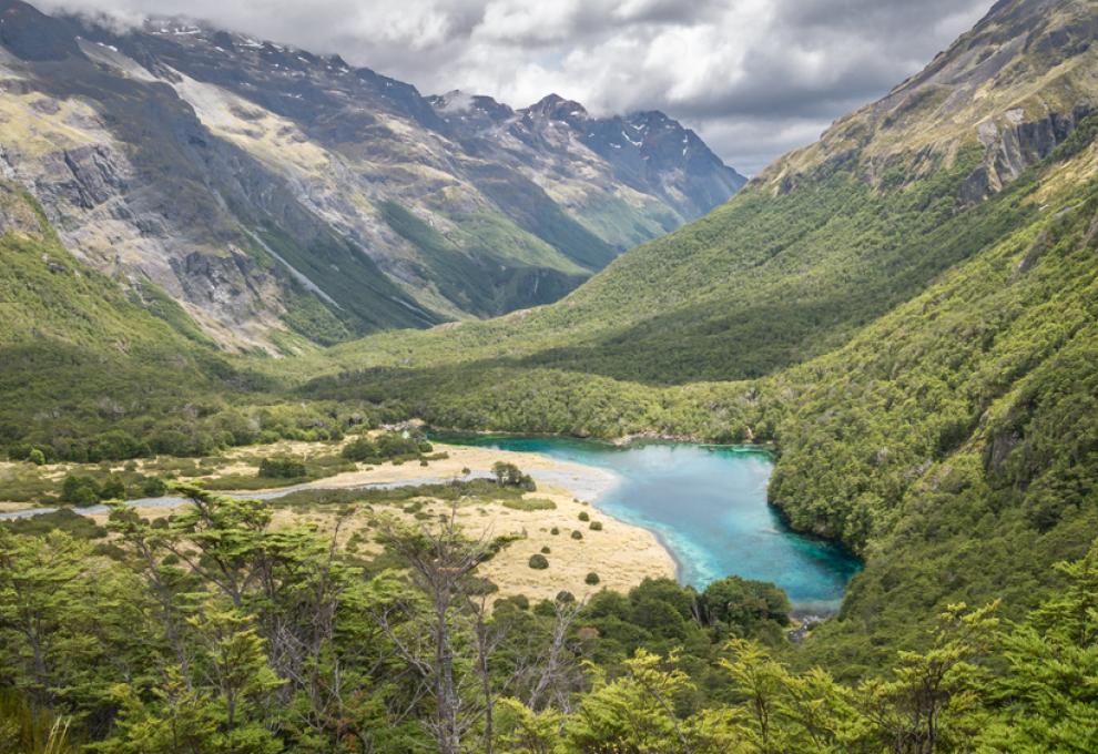 Modré jezero Nový Zéland
