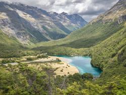 Modré jezero Nový Zéland